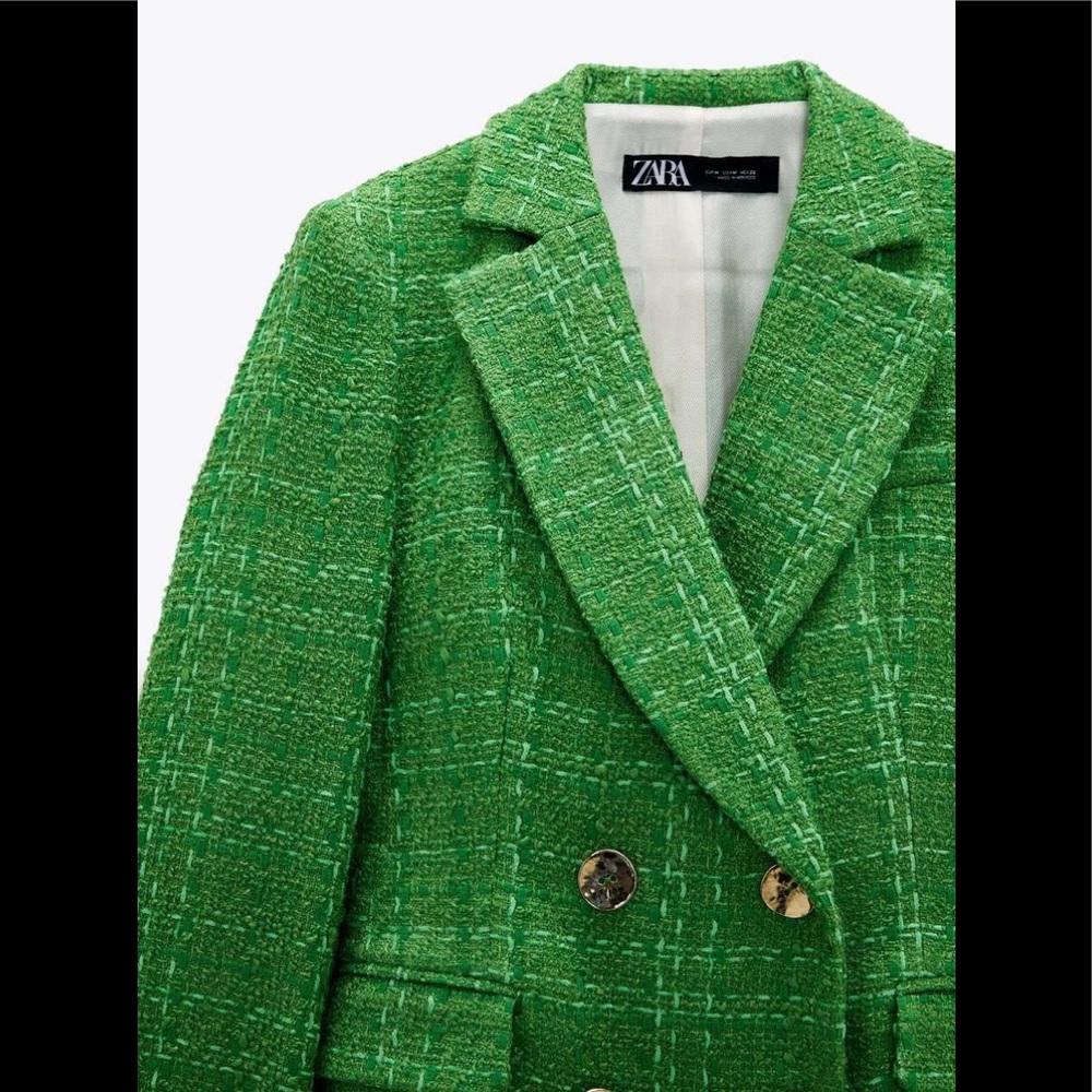 Zara Green Tweed Blazer - Worn Twice - image 3